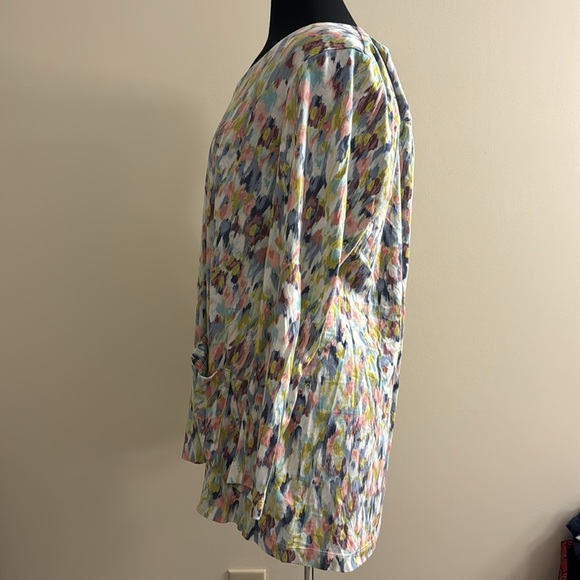 Purejill Multi Color Long Sleeve Top with 2 Front Pockets EUC Size XL - Picture 5 of 10